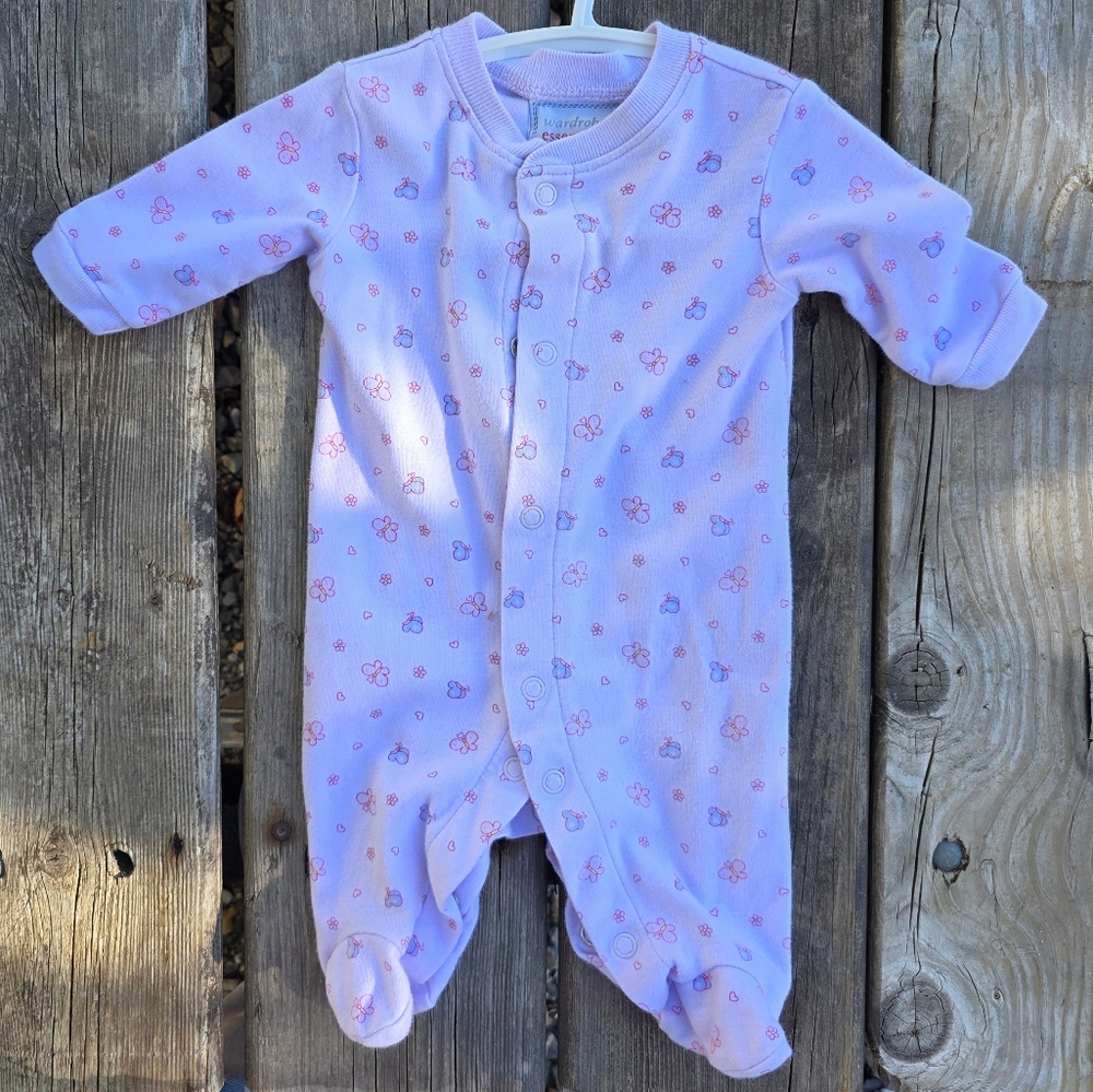 Charming Lavender Kids Footie with Floral Design
